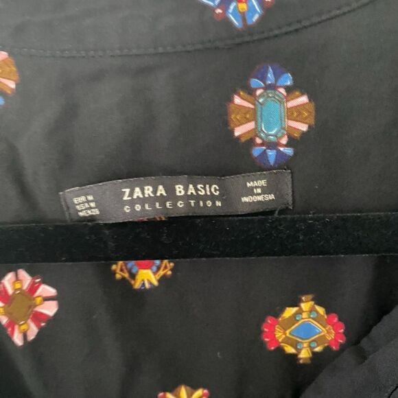 Zara Basic print, button down, High/low top size Medium - Picture 6 of 12